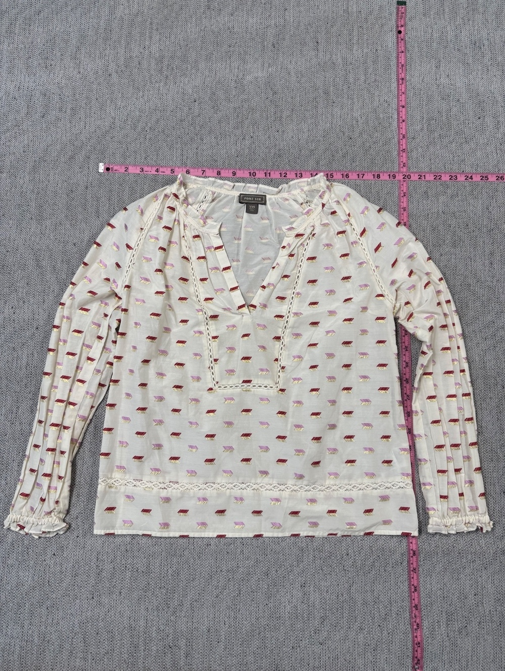 Point Sur XXS V-Neck Long Sleeve Blouse Cream